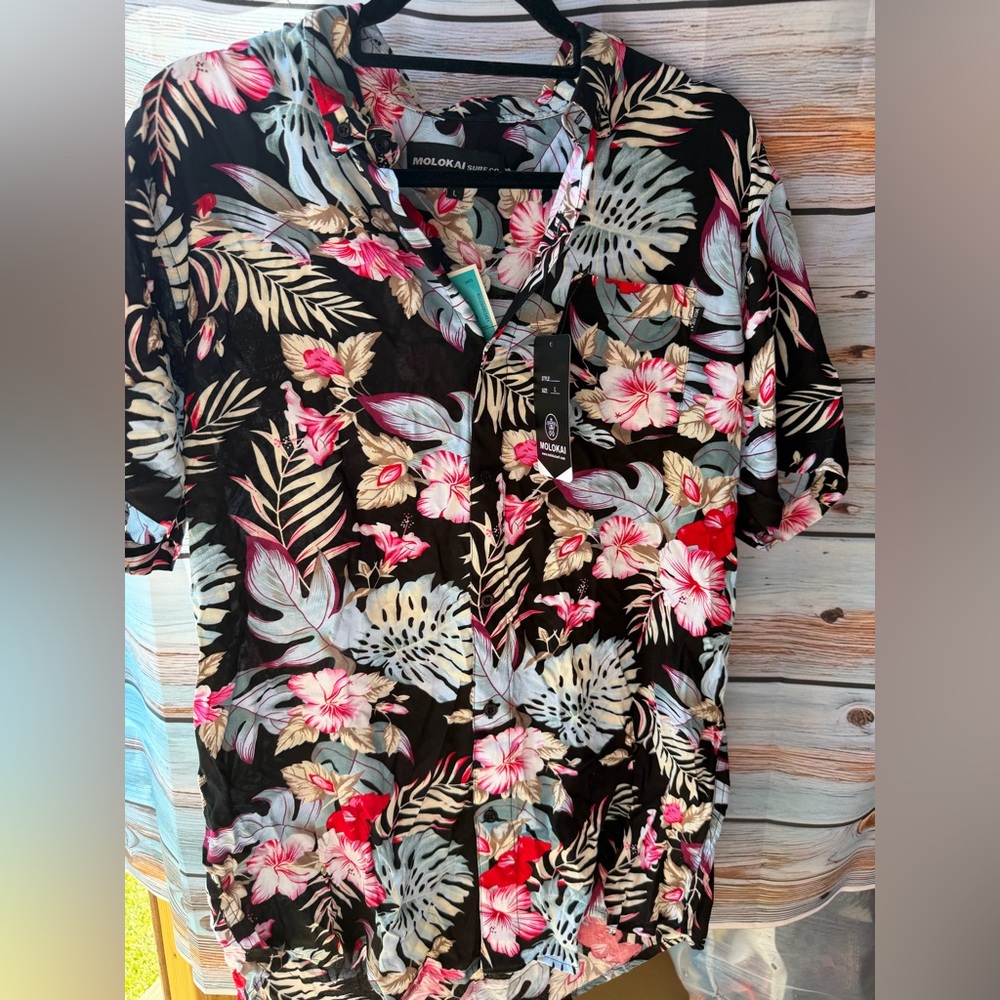 Hologram Men's Black Floral Casual Button Down Shirt